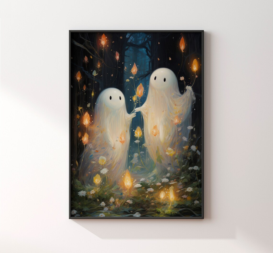 Cute Ghost In The Forest, Halloween Wall Decor - Image 3
