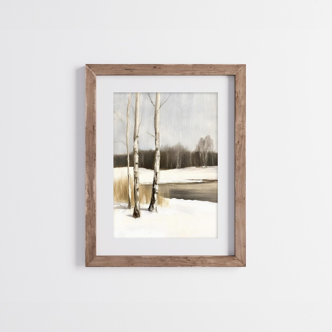 Birch Trees In Snow Vintage Winter Forest Landscape Painting Poster - Image 4