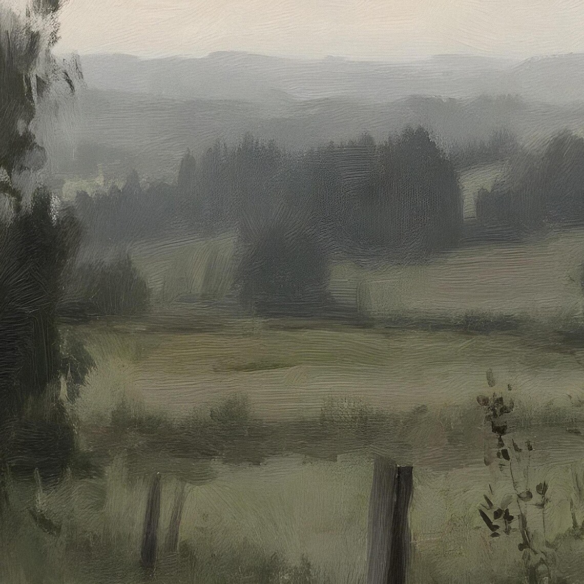 Vintage Landscape Painting, Moody Countryside Pathway Scene - Image 2