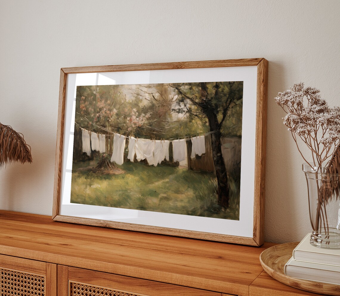 Antique Oil Painting Laundry Room Wall Art Print - Image 2