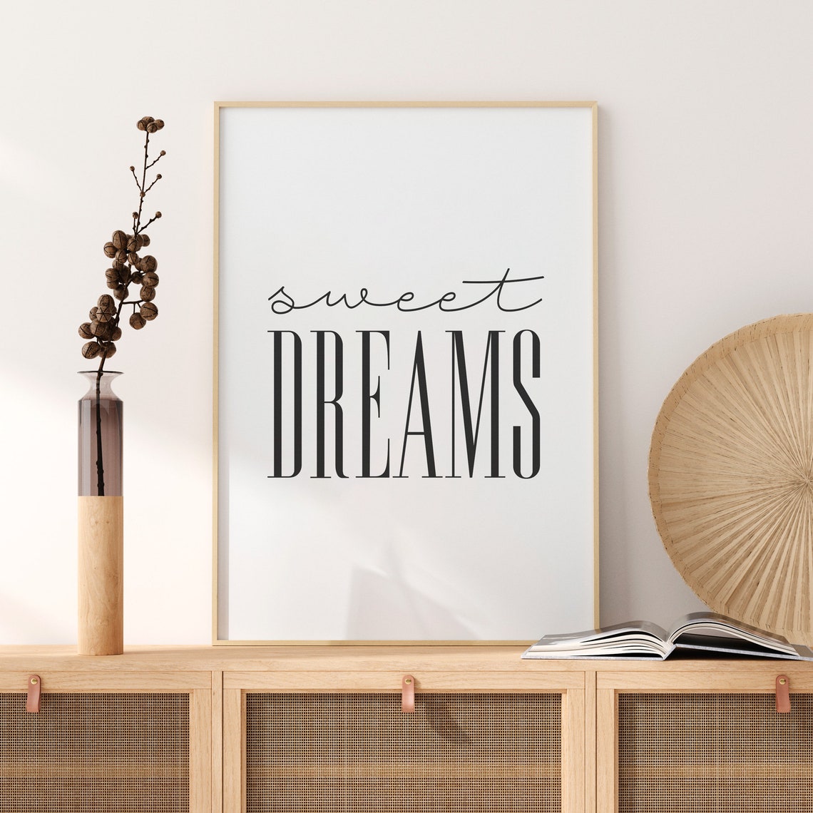 Sweet Dreams Minimalist Calligraphy Bedroom Nursery Decor Poster - Image 3