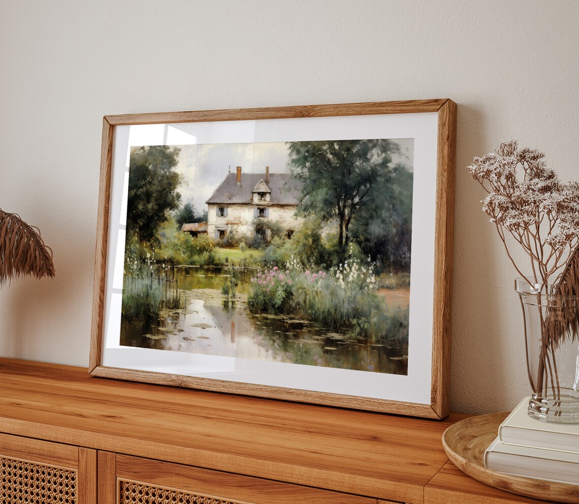 Cottage Rose Garden Oil Painting, Victorian Decor - Image 2