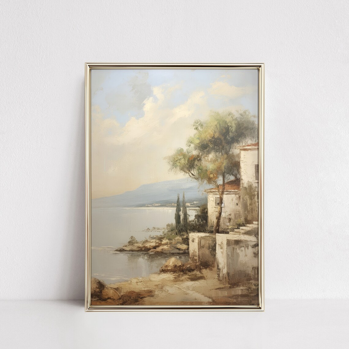 Antique Coastal Painting, Vintage Rustic Decor - Image 4