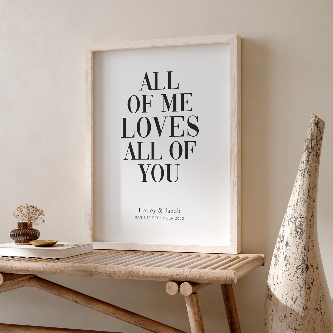 All of Me Loves All of You Romantic Lyric Quote Bedroom Poster - Image 2
