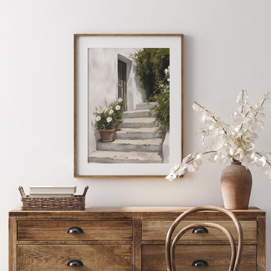 Vintage Shabby Staircase Painting, Rustic Garden Decor - Image 7