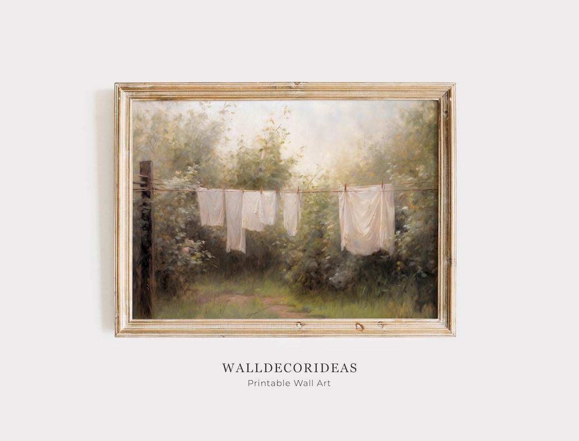 Laundry Room Clothesline Vintage Farmhouse Art Print