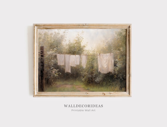 Laundry Room Clothesline Vintage Farmhouse Art Print