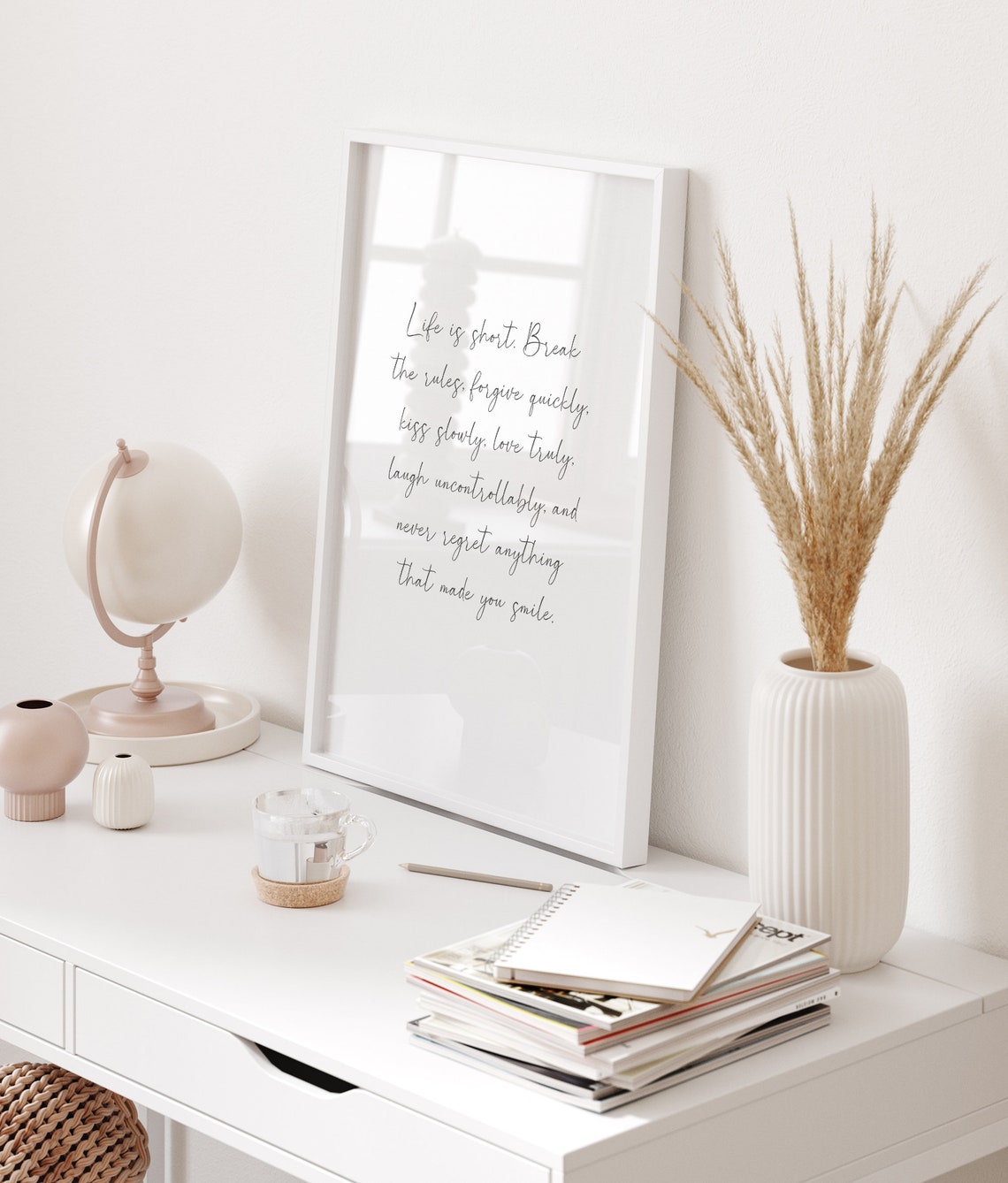 Life Is Short Break the Rules Inspirational Calligraphy Art Poster - Image 4