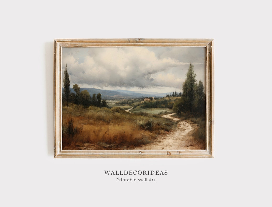 Tuscan Country Road With Cypress Trees Landscape Painting Poster