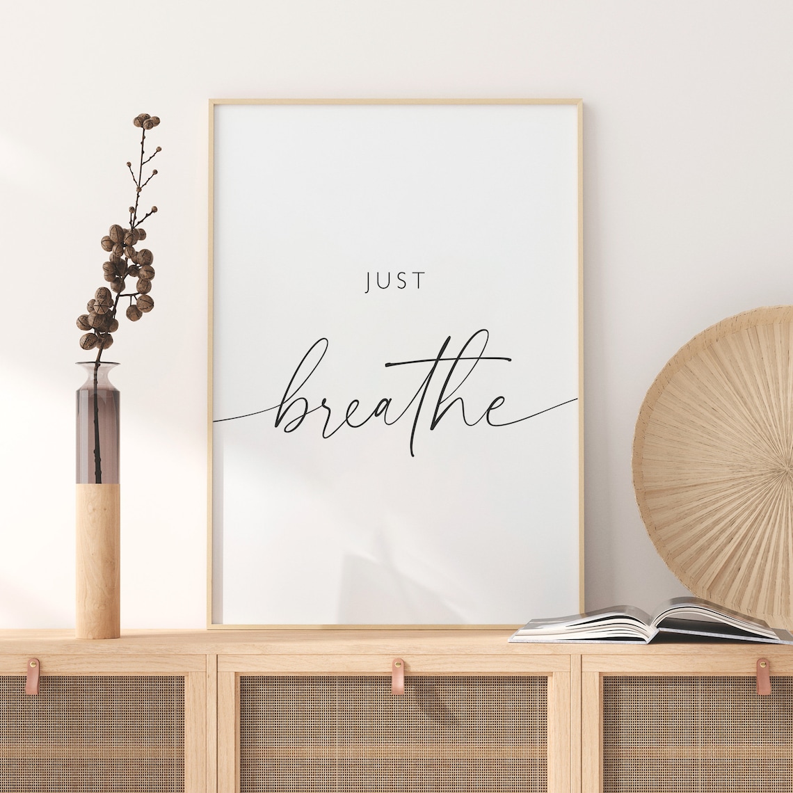 Just Breathe Inspirational Quote Art Print - Image 2