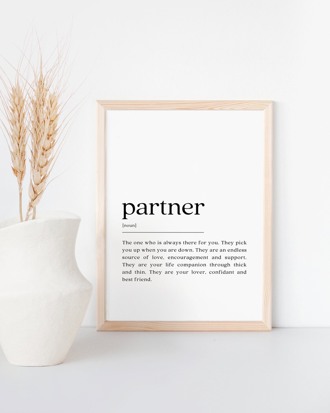 Partner Definition, Minimalist Modern Art Print