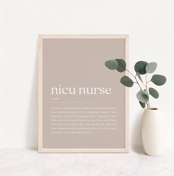NICU Nurse Definition Taupe Minimalist Nurse Appreciation Poster