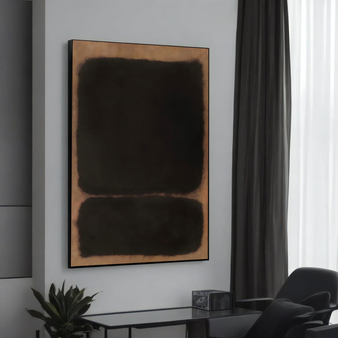 Rothko Style Dark Brown Black Color Field Abstract Art Poster
