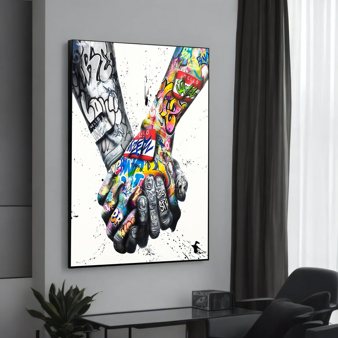 Graffiti Hands Holding Art, Banksy-Inspired Gift