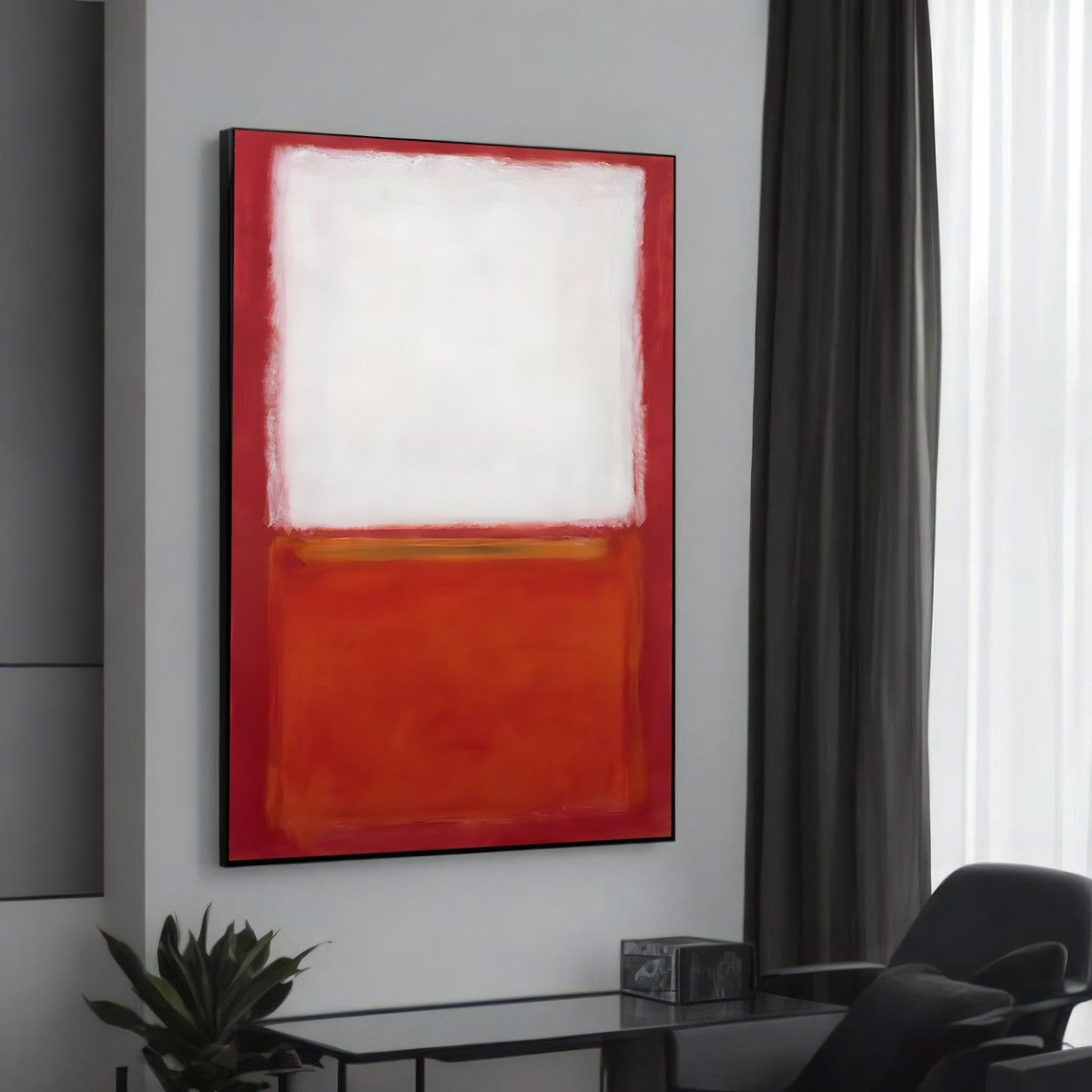 Red White Abstract Color Field Minimalist Modern Block Poster