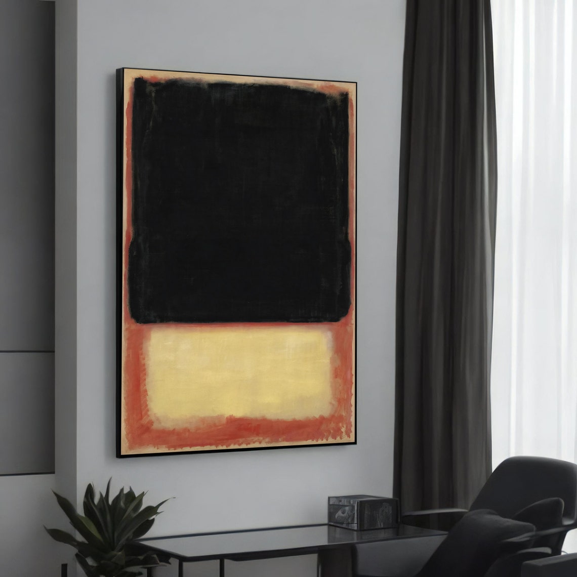 Rothko Style Bold Black Yellow Color Field Abstract Art Poster