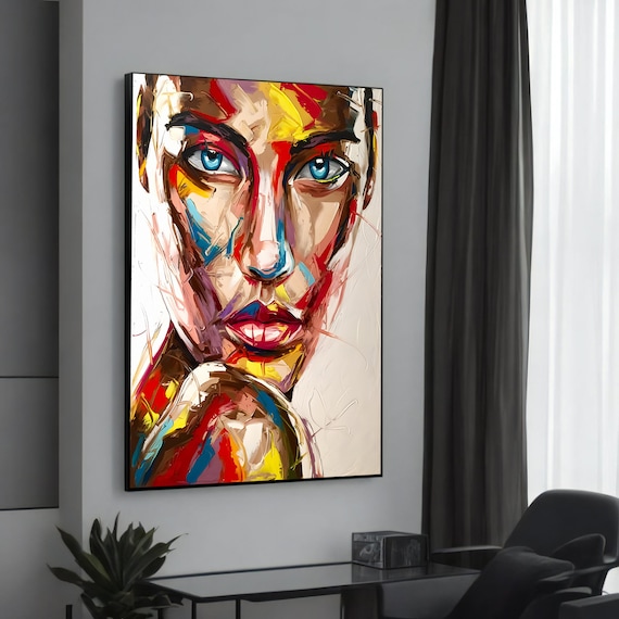 Expressive Banksy-Inspired Graffiti Woman's Face Art Print