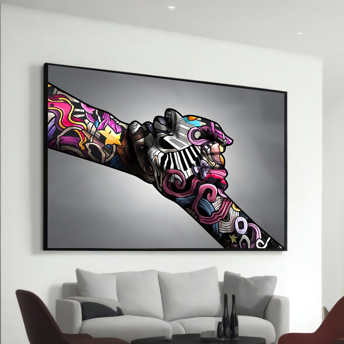 Graffiti Fist Handshake Tattoo Art Colorful Pop Street Poster