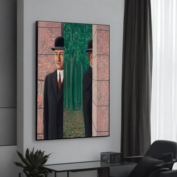 Rene Magritte Man in Bowler Hat Surrealist Split Scene Poster Art