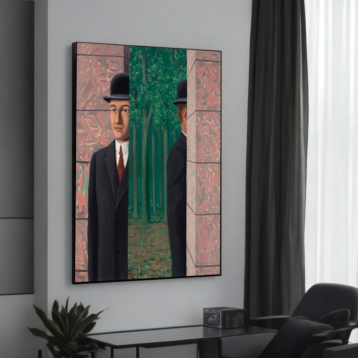 Rene Magritte Man in Bowler Hat Surrealist Split Scene Poster Art