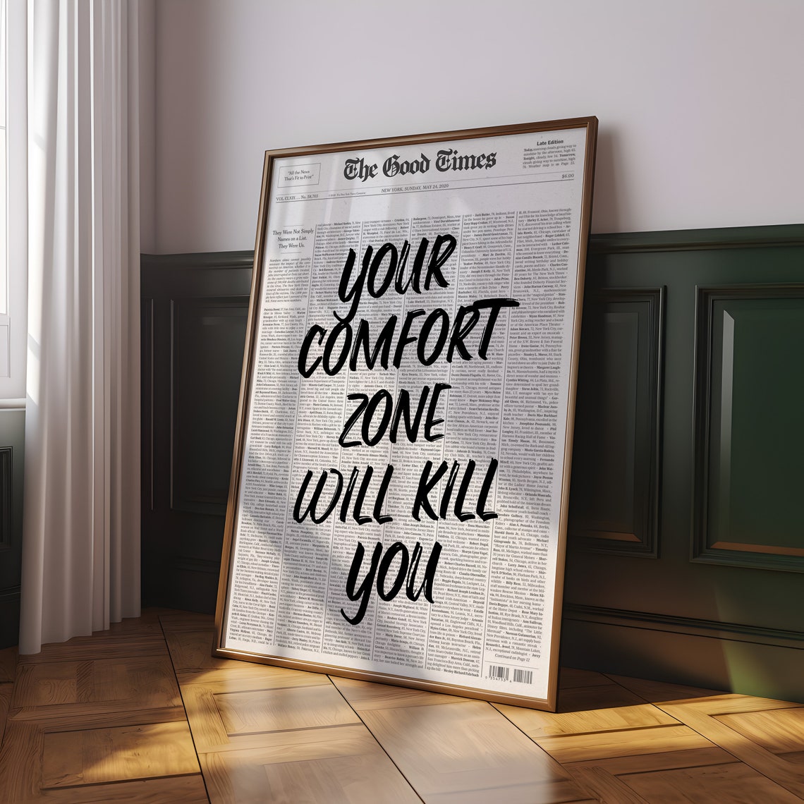 Your Comfort Zone Will Kill You Newspaper Motivational Quote Poster - Image 4
