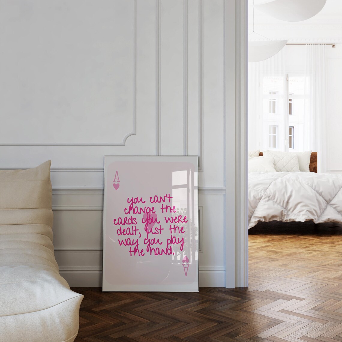 Pink Playing Card Quote Print, Retro Preppy Decor - Image 3