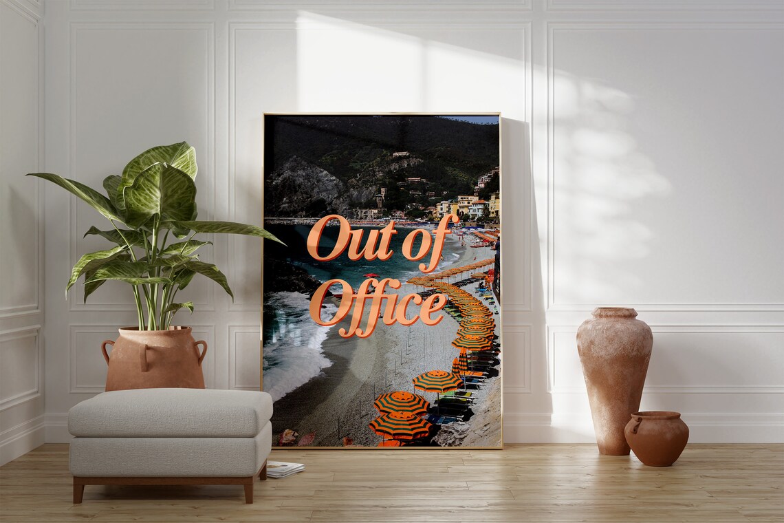Out Of Office Retro Vintage Summer Wall Art Print - Image 2