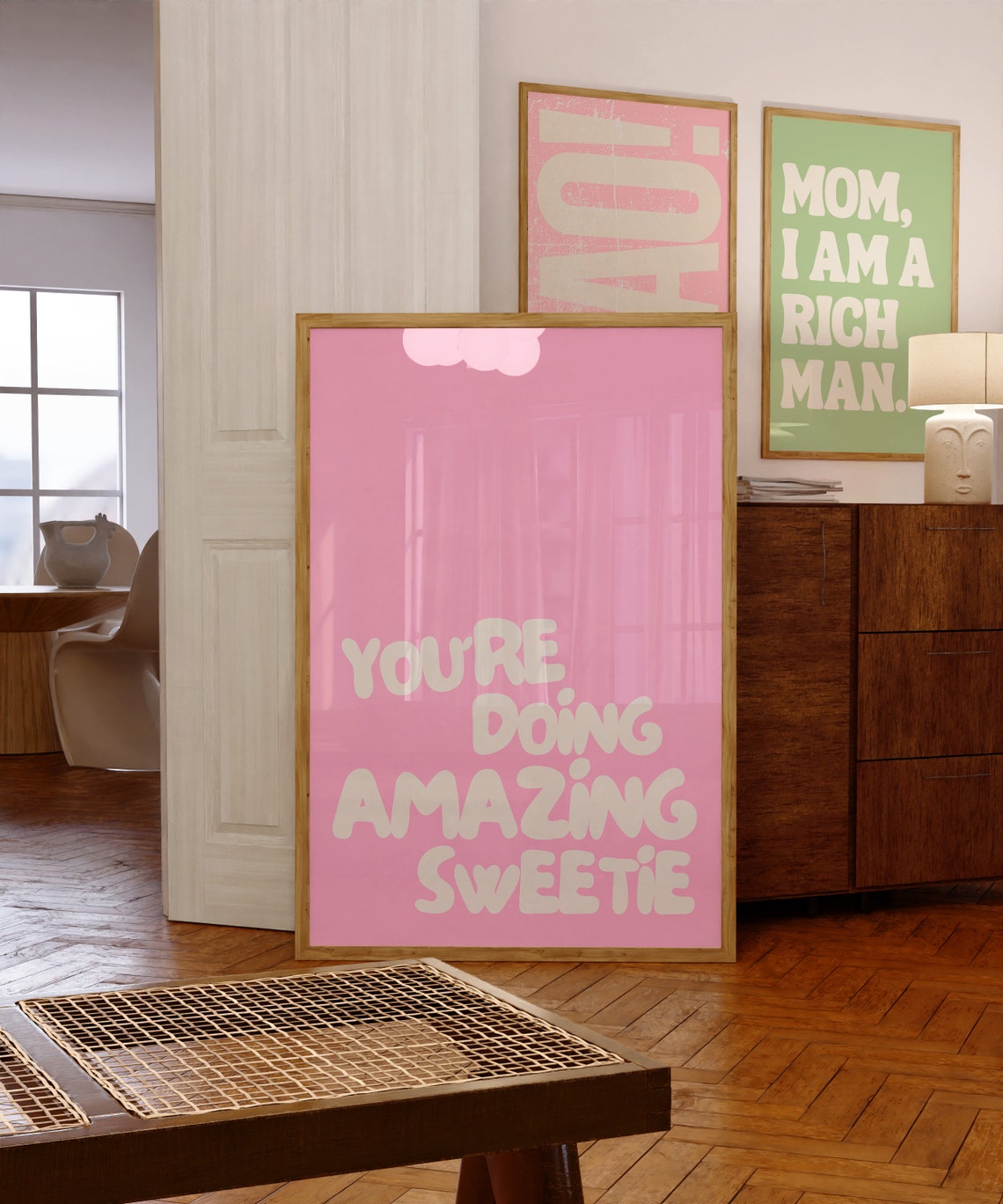 You're Doing Amazing Sweetie Pink Bubble Letter Affirmation Poster - Image 4