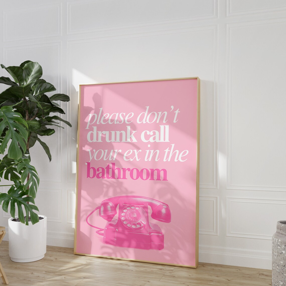 Drunk Call Ex Retro Bathroom Humor Art Print - Image 2