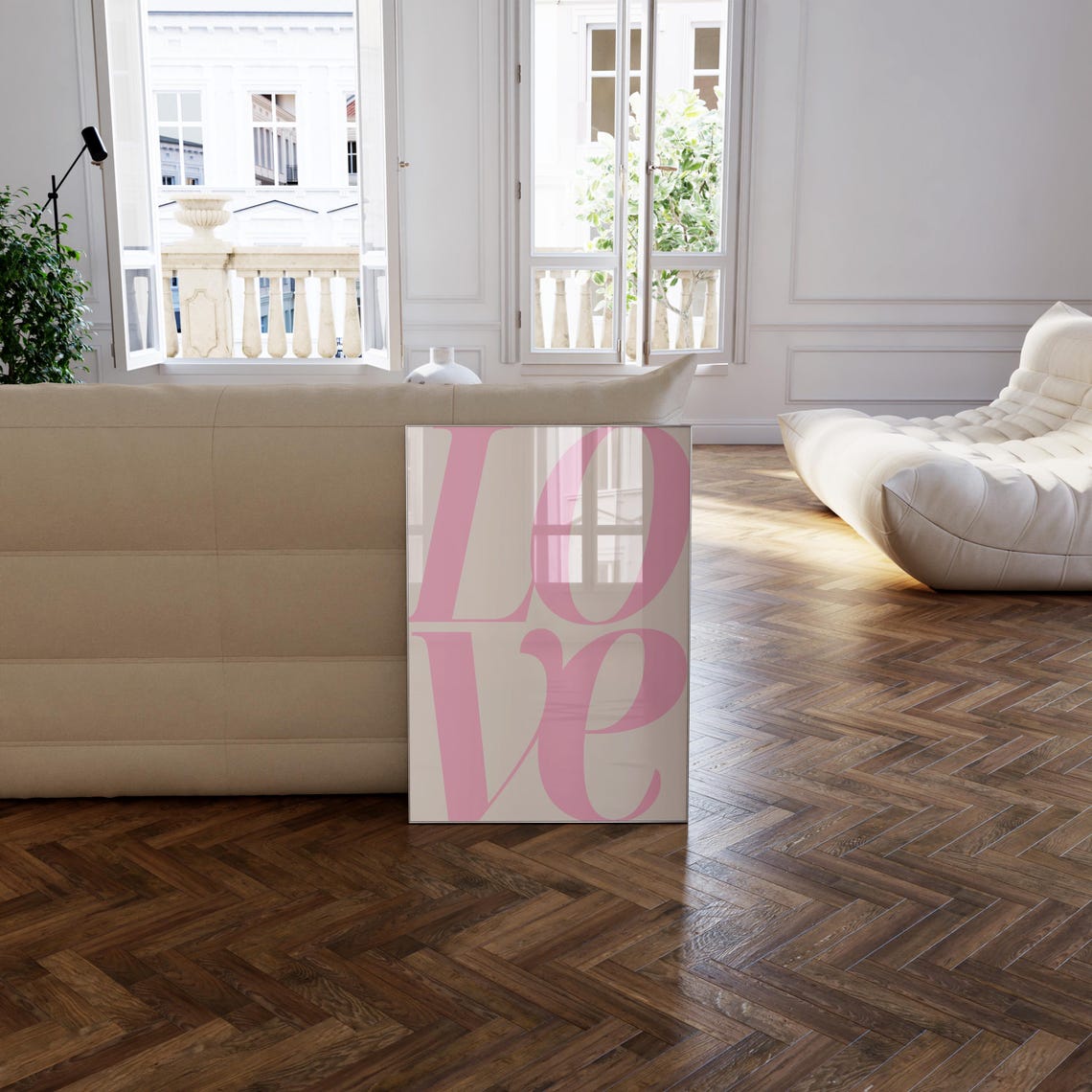 Soft Pink Minimalist LOVE Script Typography Pastel Wall Poster - Image 4