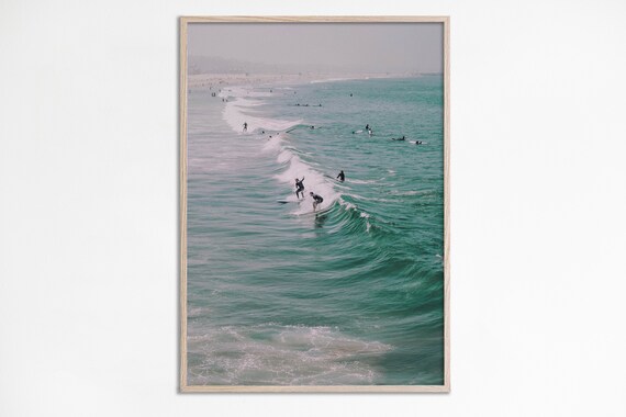 Aerial Surfing Photography Print Beach Summer Photo Tropical Ocean Poster Surfers Waves