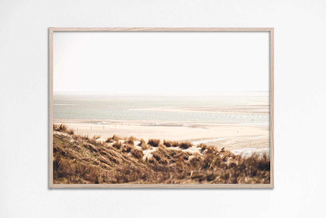 Soft Neutral Coastal Dunes Beach Pastel Landscape Photo Poster