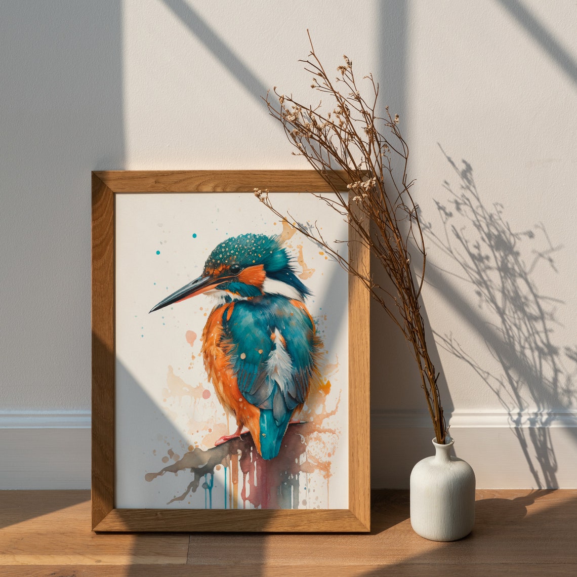 Kingfisher Watercolor Painting Vibrant Blue Bird Nature Art Print - Image 3