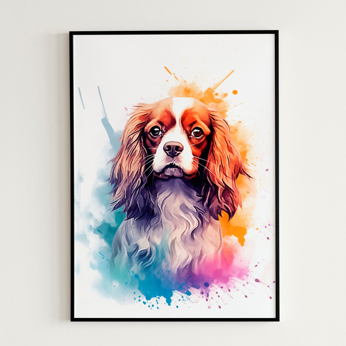 Cavalier King Charles Spaniel Watercolor Portrait Art Poster - Image 3