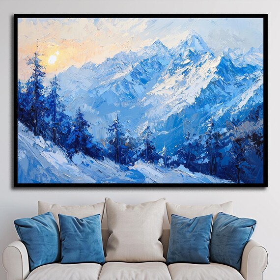 Mountain Wall Art Mountain Prints Mountain Print Wall Art Winter Decor Winter Landscape Tree Decor Mountain Art Desert Art