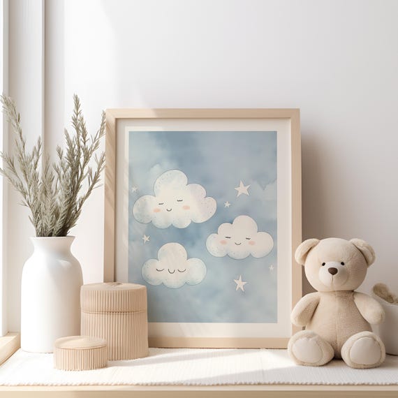 Bedtime Clouds Kids Wall Art Bedtime Kids Print Baby Room Decor Nursery Room Wall Decor Playroom Wall Decor Neutral Wall Art
