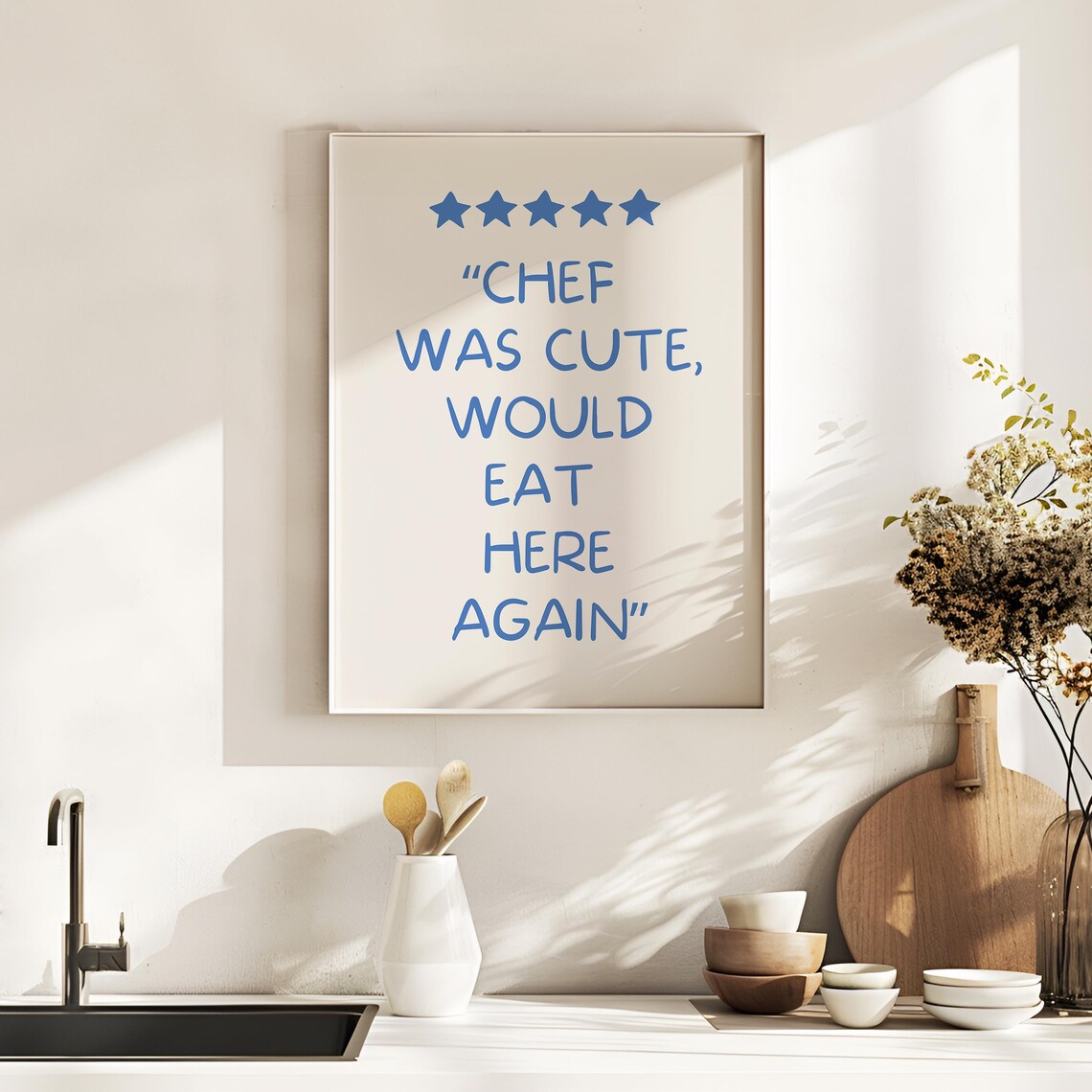 Chef Was Cute Print Aesthetic Kitchen Decor Trendy Kitchen Wall Art Cute Kitchen Print Kitchen Wall Art Chef Print Home Decor