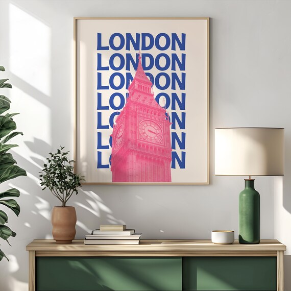London Travel Print Big Ben Travel Print Retro Wall Print Big Ben Print Home Wall Decor Cute Wall Art Trendy Wall Art