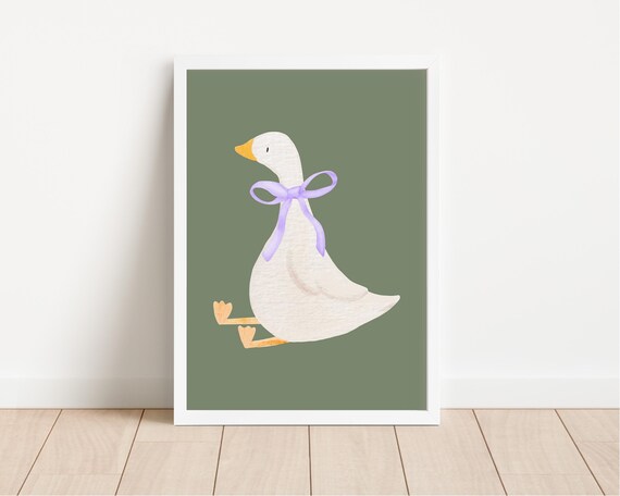 Cute Goose Wall Art Silly Goose Wall Art Nursery Room Decor Playroom Wall Decor Coquette Room Decor Farm Animal Print Girls Room Decor