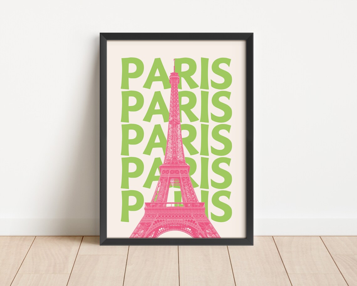 Paris Travel Print Eiffel Travel Print Retro Wall Print Eiffel Tower Print Home Wall Decor Cute Wall Art Trendy Wall Art - Image 3
