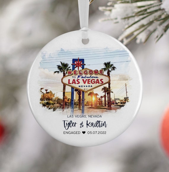 Las Vegas Engagement Personalized Watercolor Travel Poster