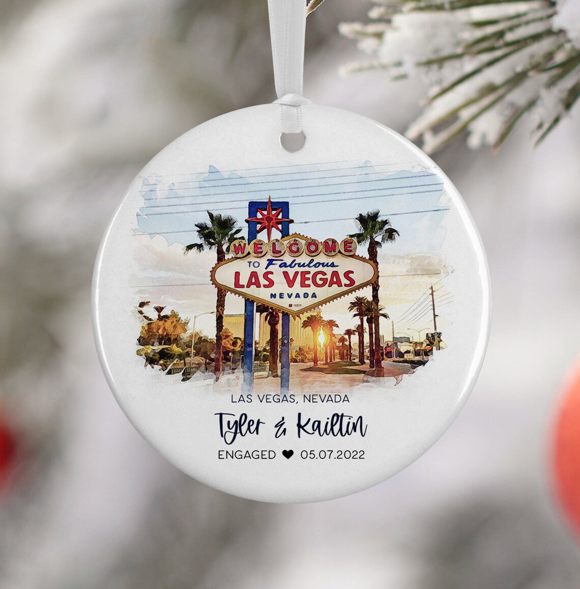 Las Vegas Engagement Personalized Watercolor Travel Poster
