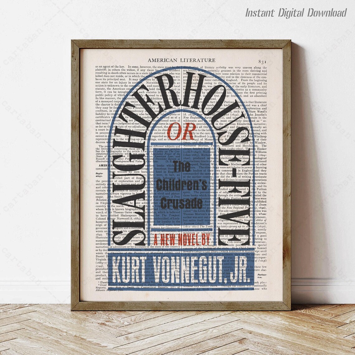 Kurt Vonnegut Slaughterhouse Five Novel Vintage Book Page Art Print Poster