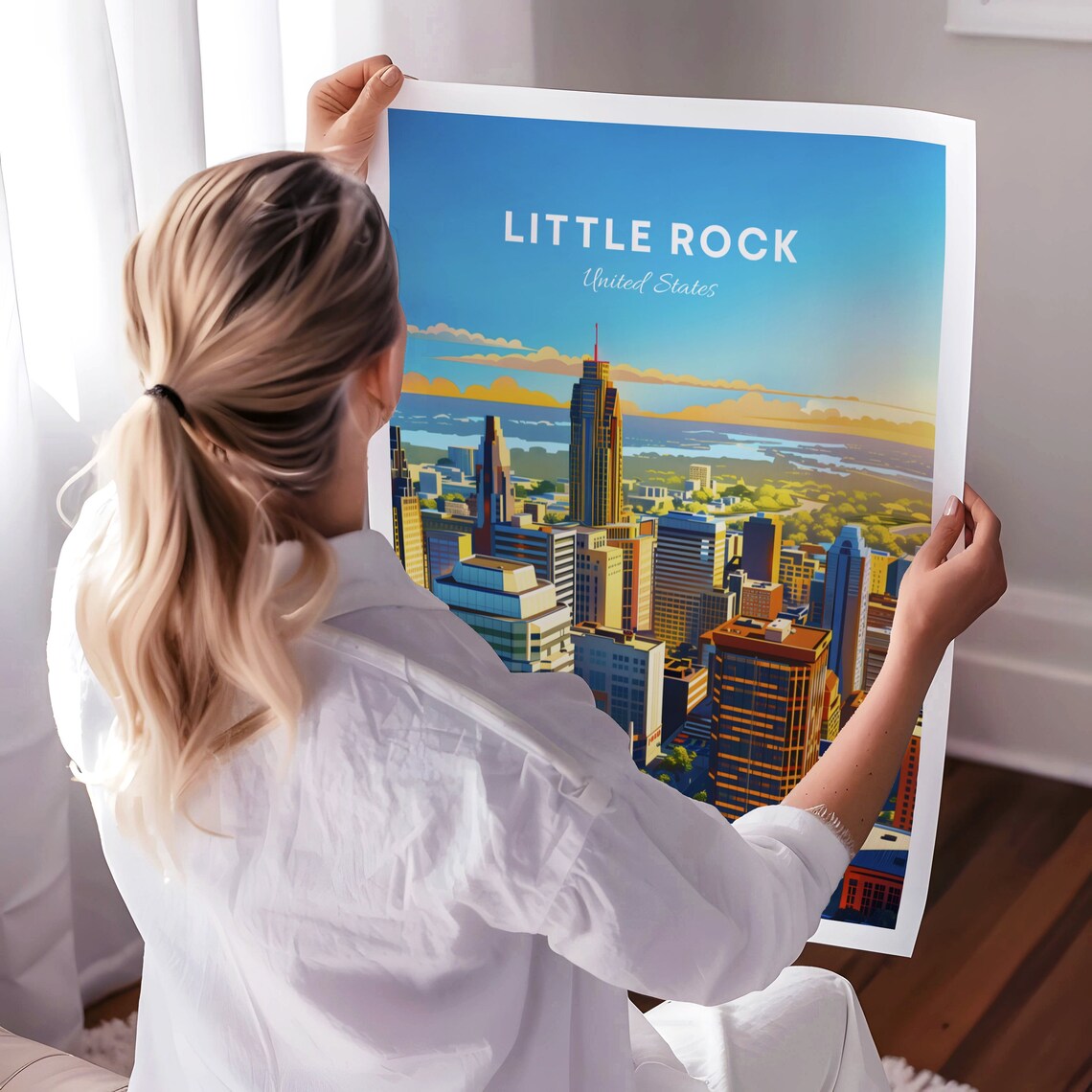 Little Rock Downtown Skyline Aerial View on a Clear Day Poster - Image 3