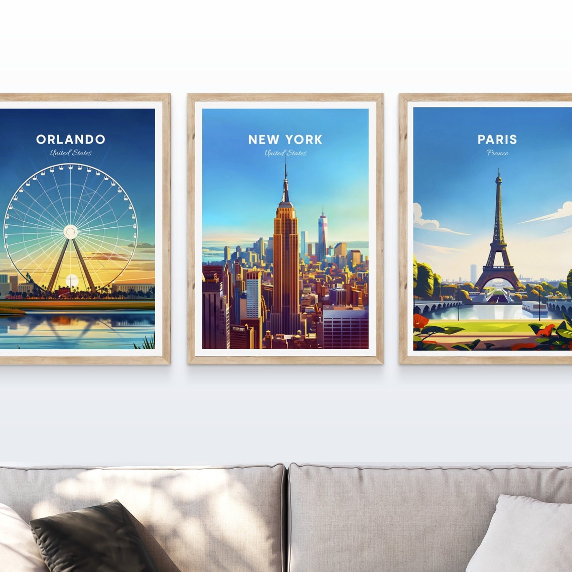 New York City Empire State Building Manhattan Skyline Travel Poster - Image 3