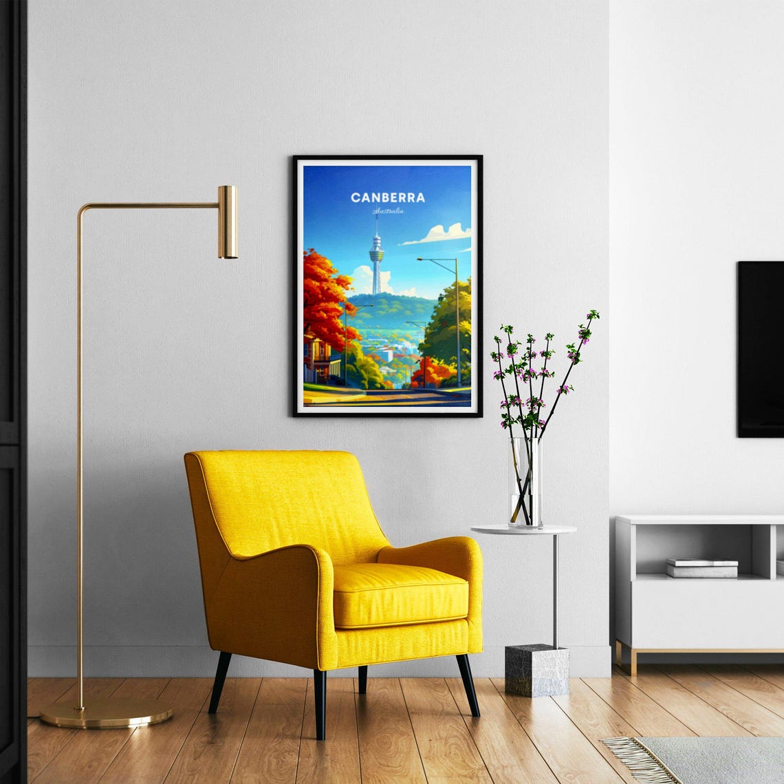 Canberra Australia Black Mountain Tower Autumn Street Poster - Image 2