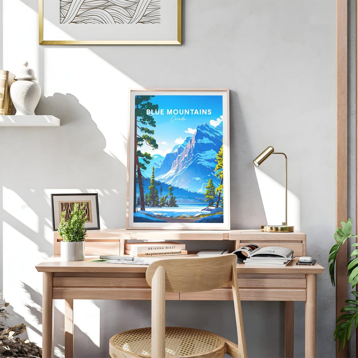 Blue Mountains Canada Snowy Peak Pine Lake Winter Scene Poster - Image 4