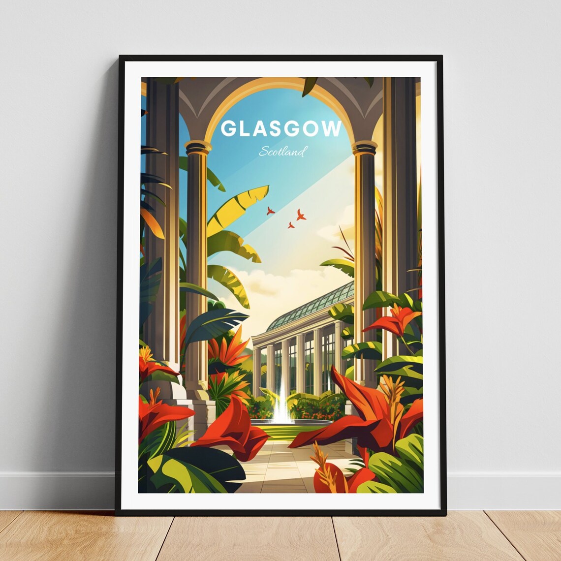 Glasgow Scotland Botanical Garden Conservatory Travel Poster