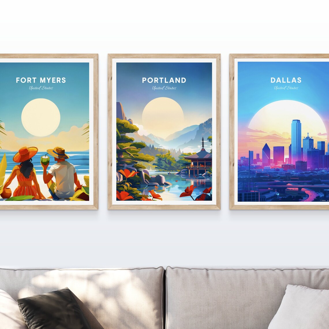 Portland Japanese Pagoda by the Lake at Sunrise Travel Poster - Image 4