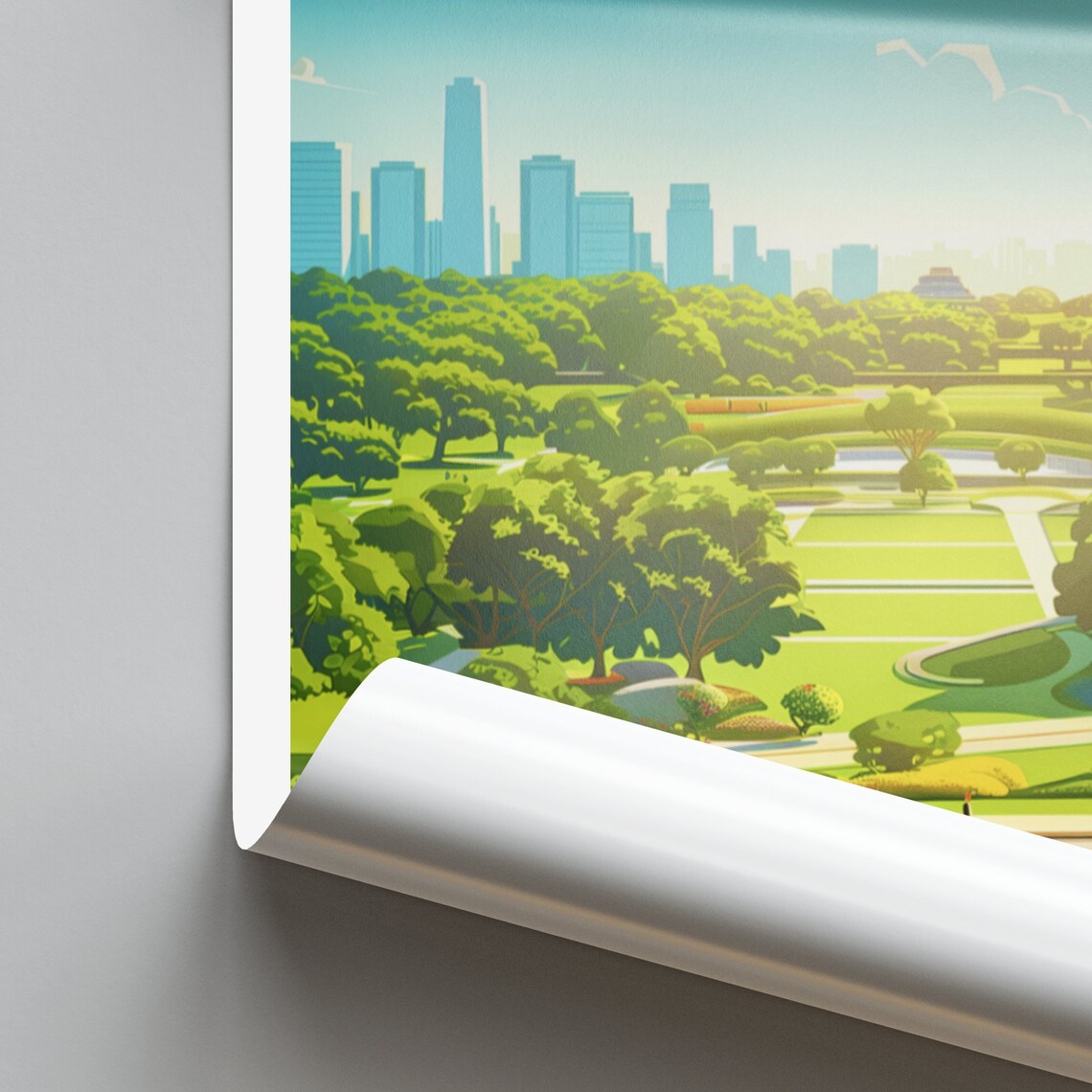 Indianapolis Park Pond Green Space Modern Illustrated Travel Poster - Image 2